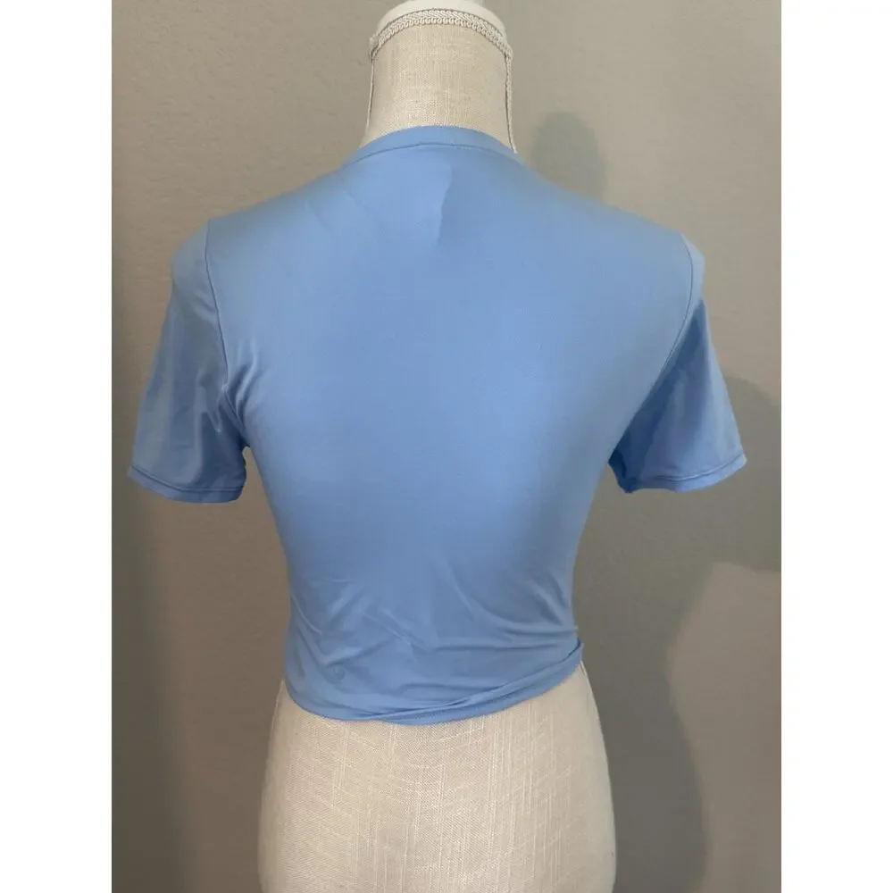 Lululemon Blue Nulu Soft Short Sleeve Stretch Fitted Athletic Top Women's M